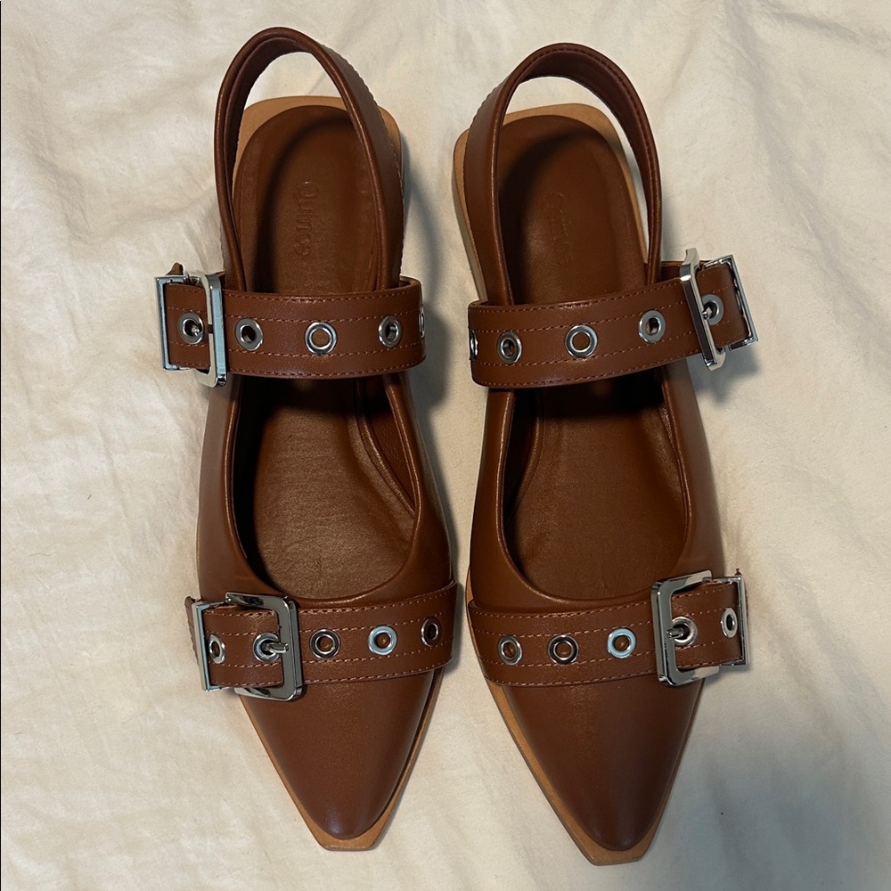EUC Quince Brown Leather Flats